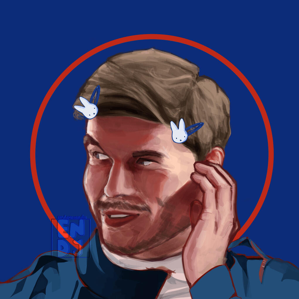 Commissioned Fanart of Max Verstappen and Miffy hair clips on his hair