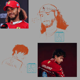 doodle fanart of the current f1 ferrari drivers (goats) Charles leclerc and Sir Lewis Hamilton. I don&#39;t display sketches or doodles but I really like this one so why not :-)