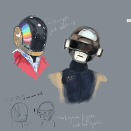Paintings of Daft Punk + doodle