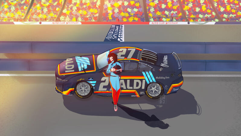 @blownupv8 (bsky)'s character with their iracing NASCAR mustang